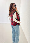 Carly Vintage Plaid Vest - Red