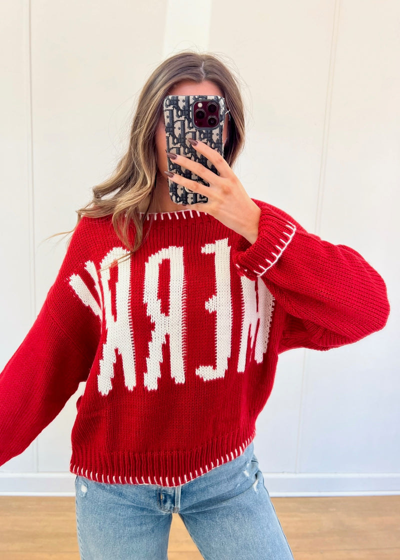 'Merry' Knit Sweater - Red