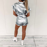 Kelsey Faux Leather Romper - Silver
