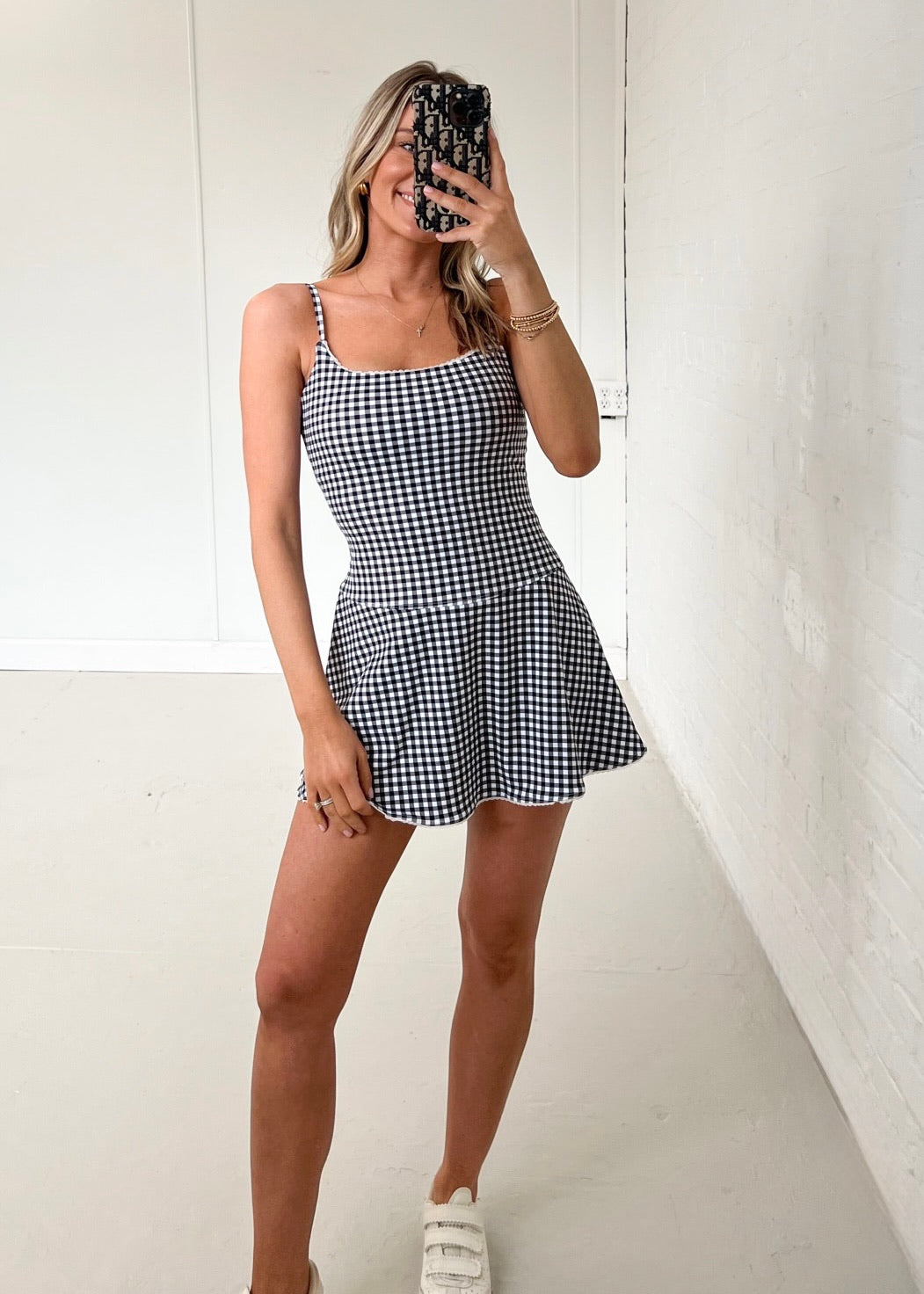 Gingham Active Dress - Black
