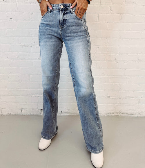 Melanie Mid Rise Straight Jeans