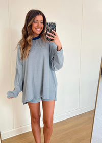 Comfy Striped Shorts - Blue