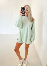 Comfy Striped Oversized Top - Mint