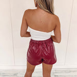 Kinsley Faux Leather Shorts - Burgundy