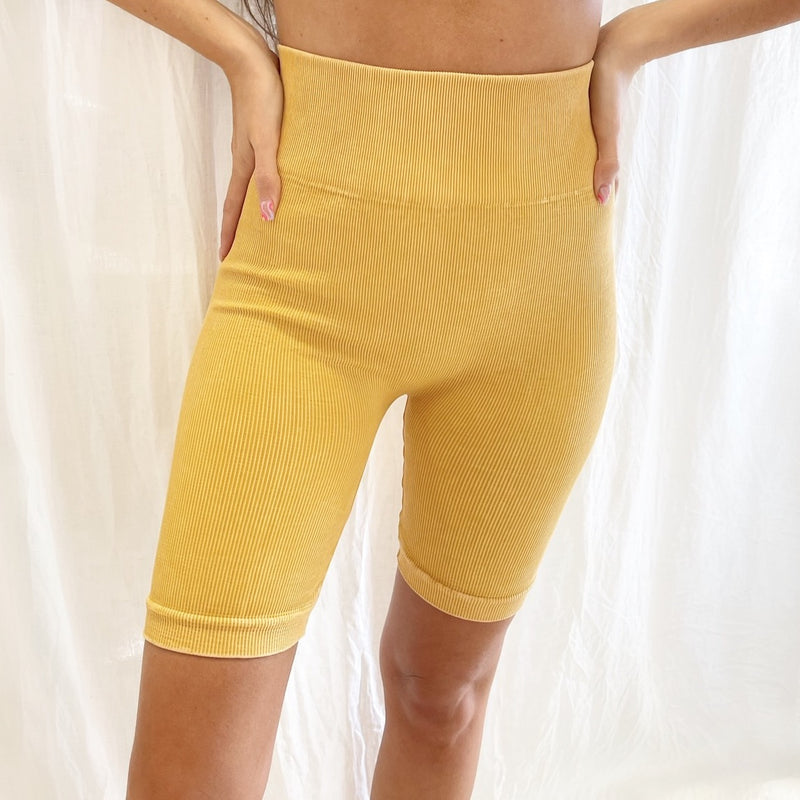Vintage Wash Biker Shorts