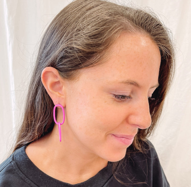 Purple Colored Link Earrings