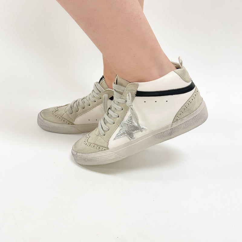 Off White Mid Top Sneakers