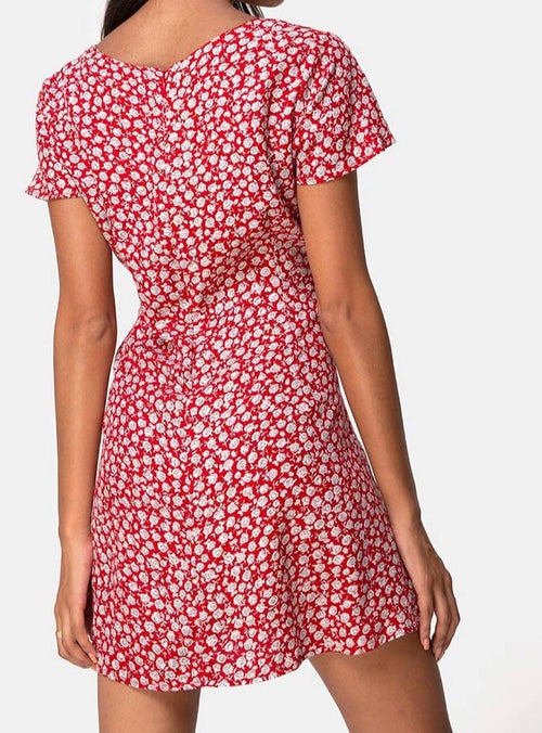 Red Floral Mini Dress