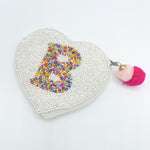Initial Beaded Coin Pouch