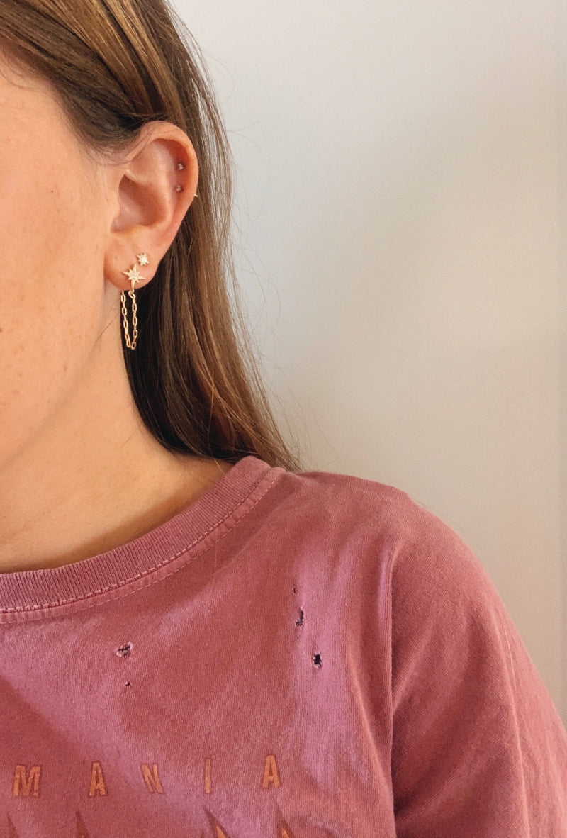 The Ari Starburst Drop Chain Earring