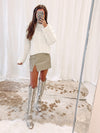 Croc Print Mini Skirt - Taupe