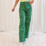 Green Printed Pants