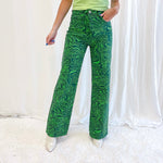 Green Printed Pants