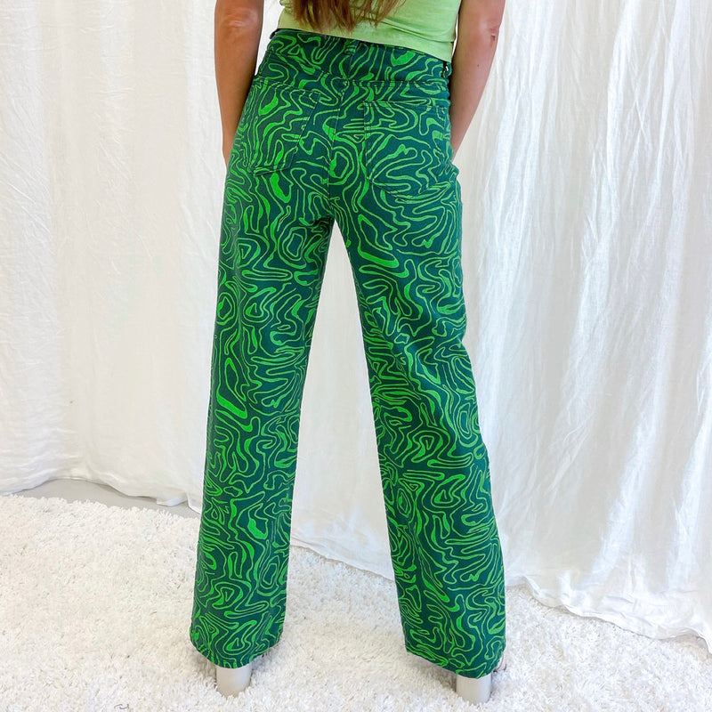 Green Printed Pants