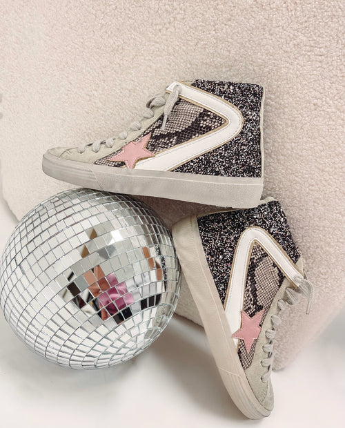 Pink/Glitter High Top Sneakers