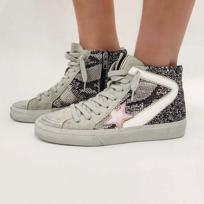 Pink/Glitter High Top Sneakers