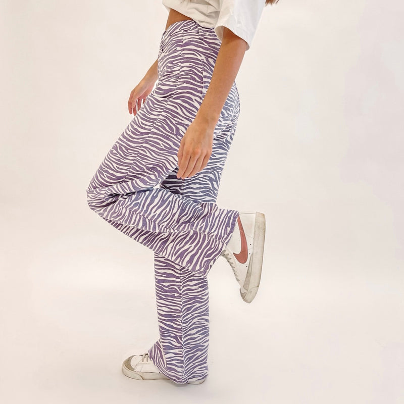 Purple Tiger Printed Denim Pants