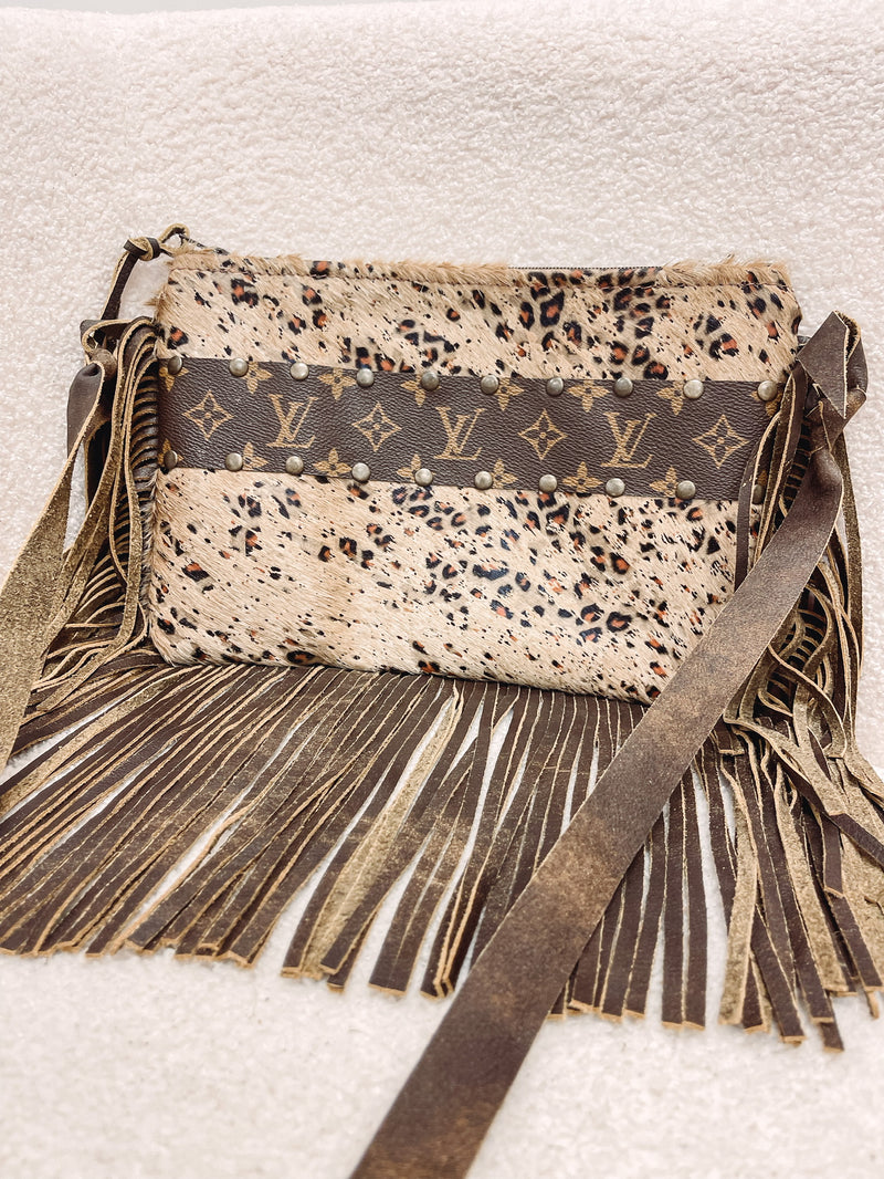 Mixed Print Leather Crossbody