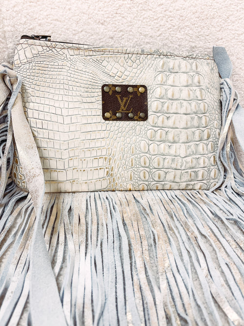 White Cheetah & Cowhide LV Purse