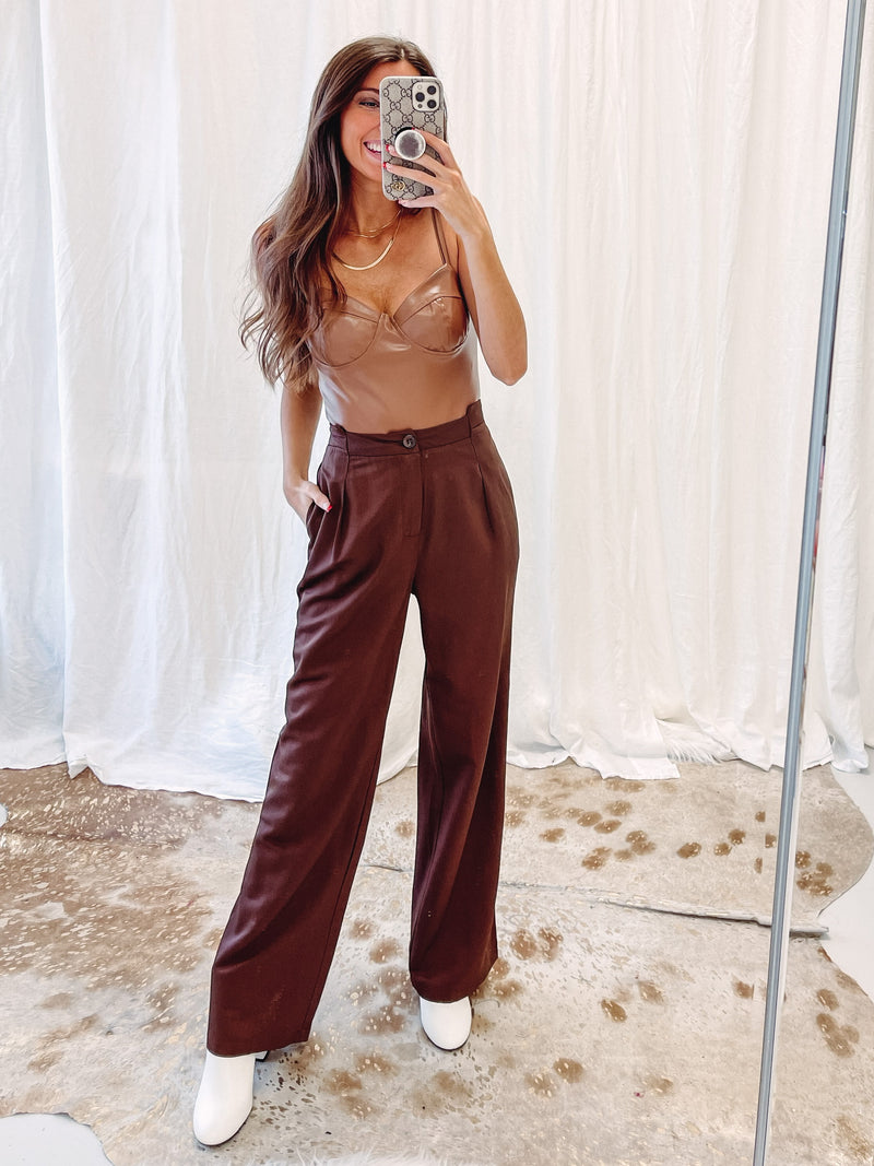 Brown Leather Bodysuit