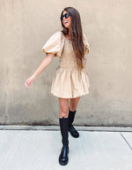 Smocked Puff Mini Dress