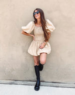 Smocked Puff Mini Dress