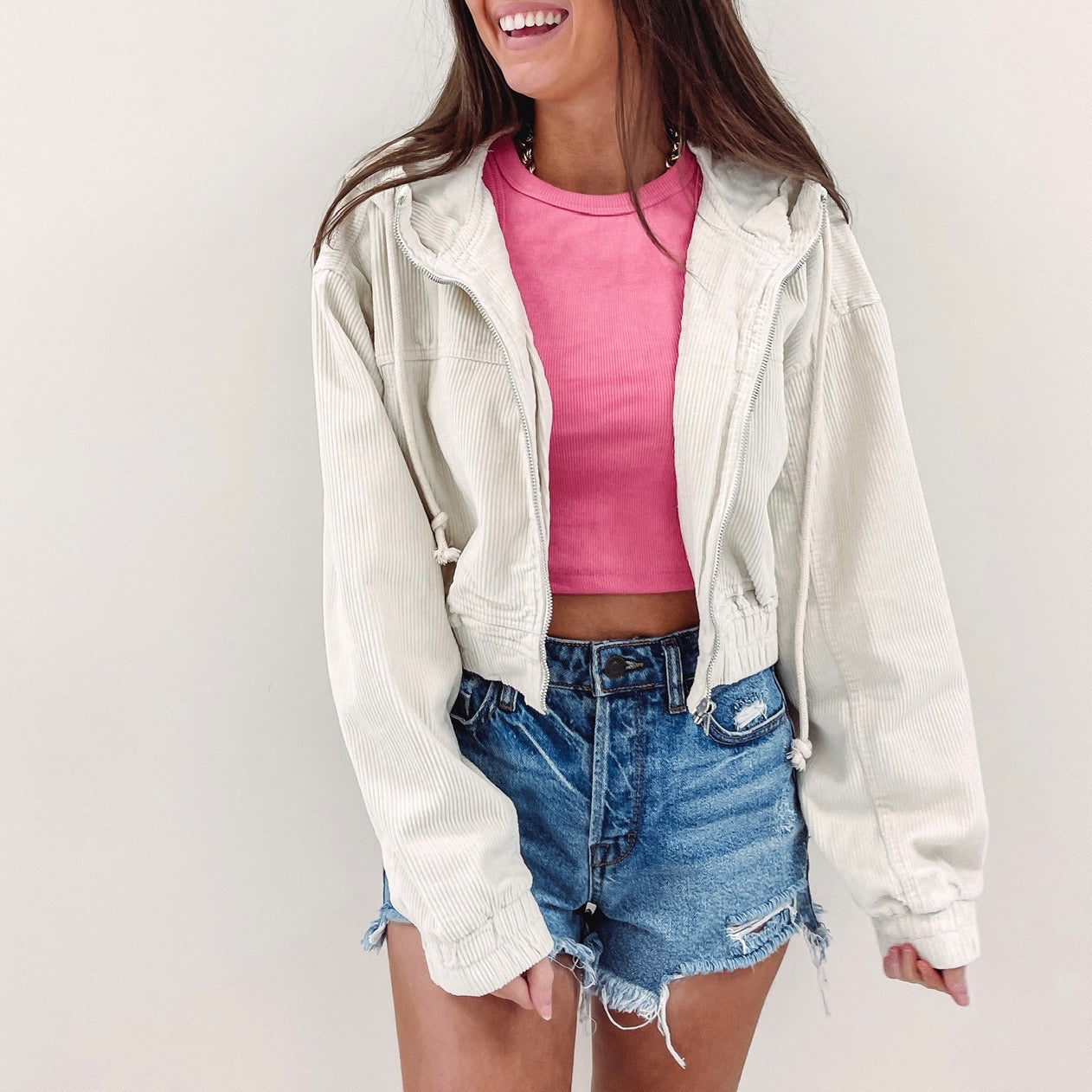 Uo corduroy hooded cropped hot sale jacket
