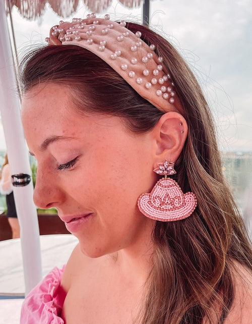 Pink Cowgirl Hat Earrings