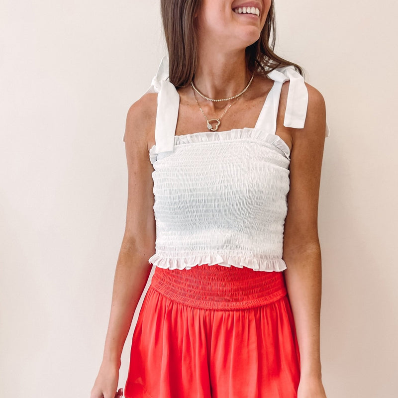 Adair Smocked Top- White