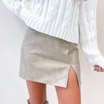 Croc Print Mini Skirt - Taupe