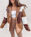 Color block Brown Puffer Jacket