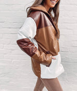 Color block Brown Puffer Jacket