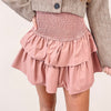 Faux Leather Smocked Skirt - Rose