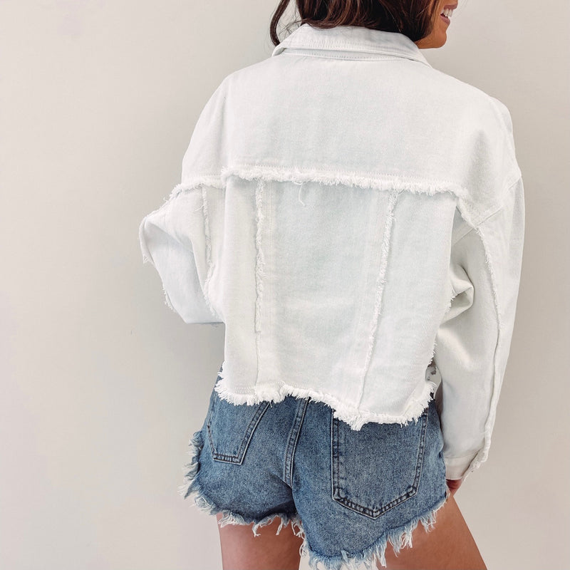 White Frayed Denim Jacket – Indie Collection - Main Image