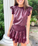 Snakeprint Smocked Dress - Burgundy