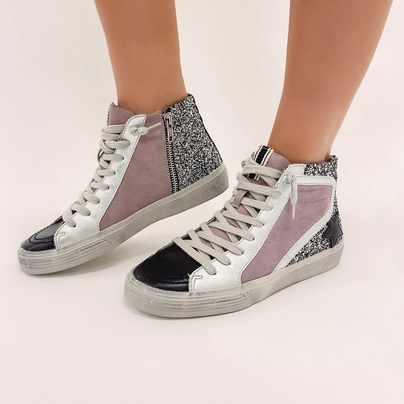 Lilac/Black High Top Sneakers