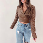 Cropped Leather Blazer