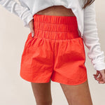 Smocked Athletic Shorts - Coral