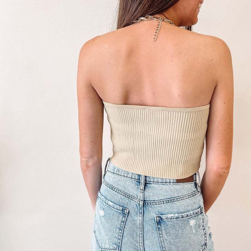 Ribbed Nude Tube Top
