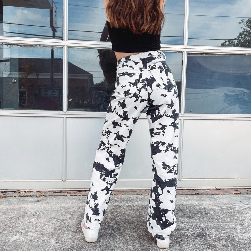 Cowprint Denim Pants