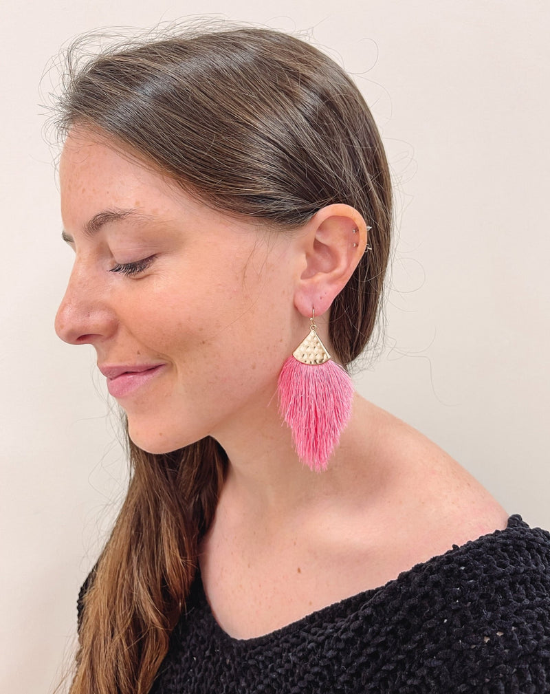 Pink Tassel Earring