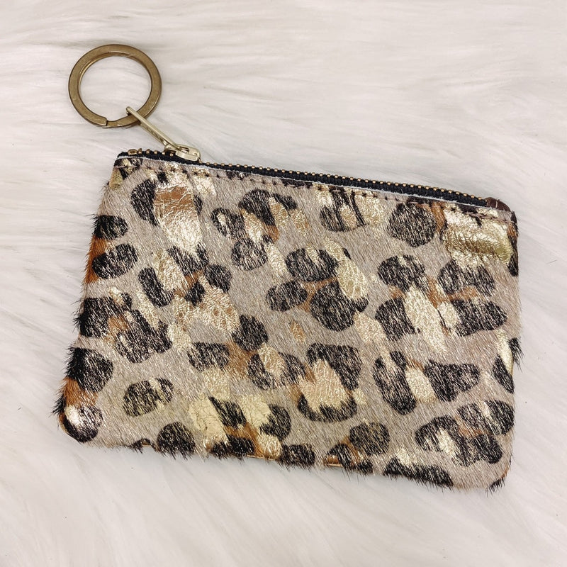 Metallic Cheetah Leather Pouch