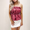 Ruched Faux Leather Top - Burgundy