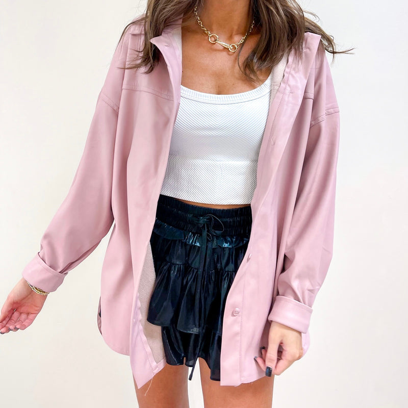 Pink Leather Shacket