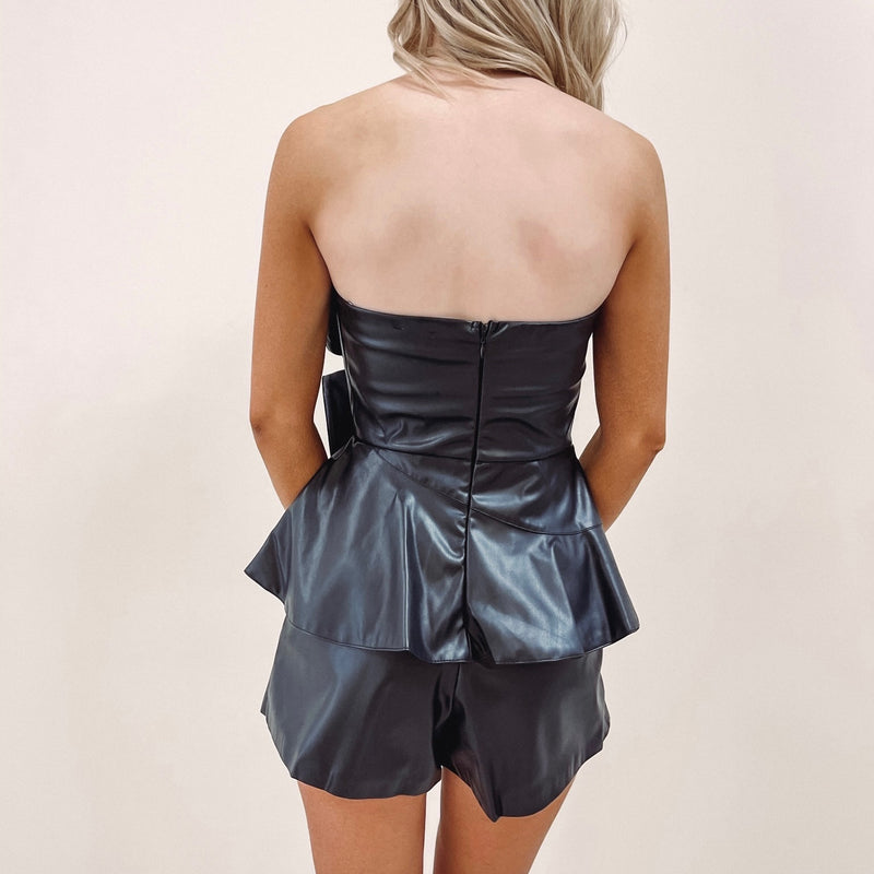Aster Faux Leather Romper