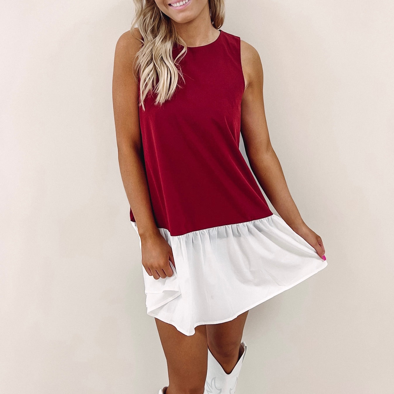crimson dress casual Alexandranx Crimson Red Spaghetti Strap Midi Dress With Ruched Bust, Lace-Up Side Details, Fitted Waist, Flowing Skirt, Elegant, Feminine, Summer, Spring, Casual Chic, Beachwear, Date Night, Party Wear, Lightweight, Breathable, Comfortable, Versatile,