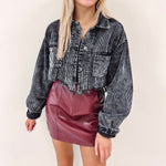 Cord Cropped Jacket - Vintage Black