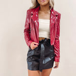 Red Liquid Leather Jacket