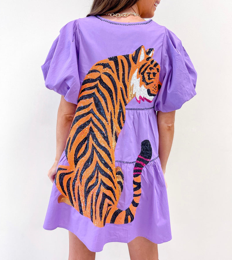 Sequin Tiger Back Dress - Queen of Sparkles