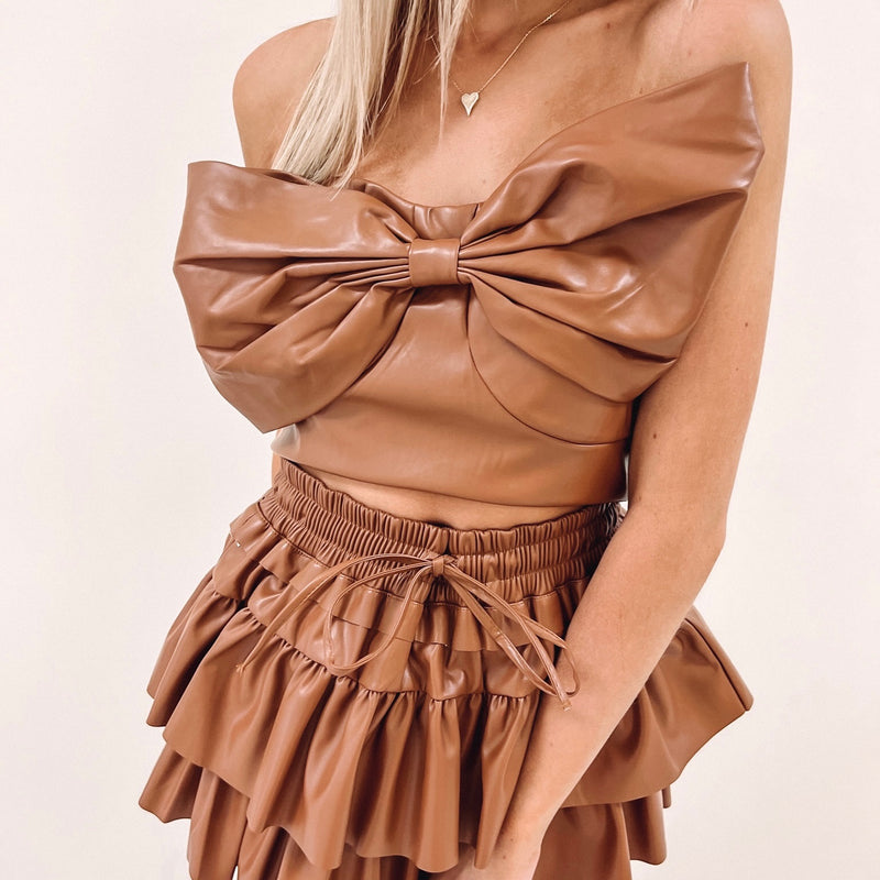 Carla Bow Top - Brown Leather